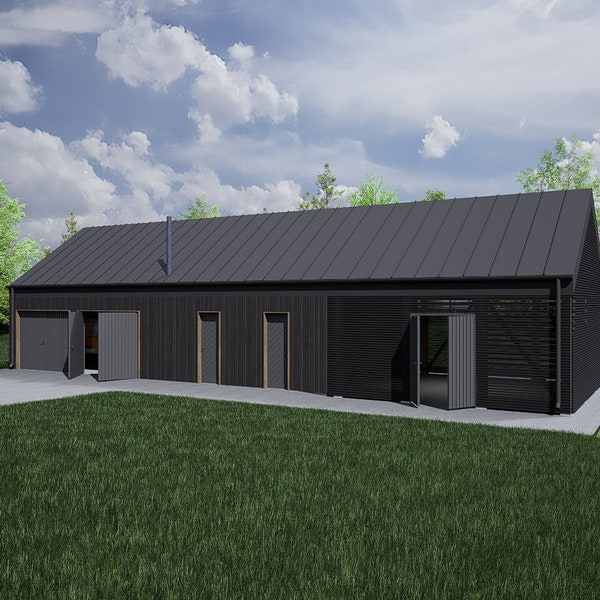 Modern Garage Plan Shed Plan Storage Garden House Loft