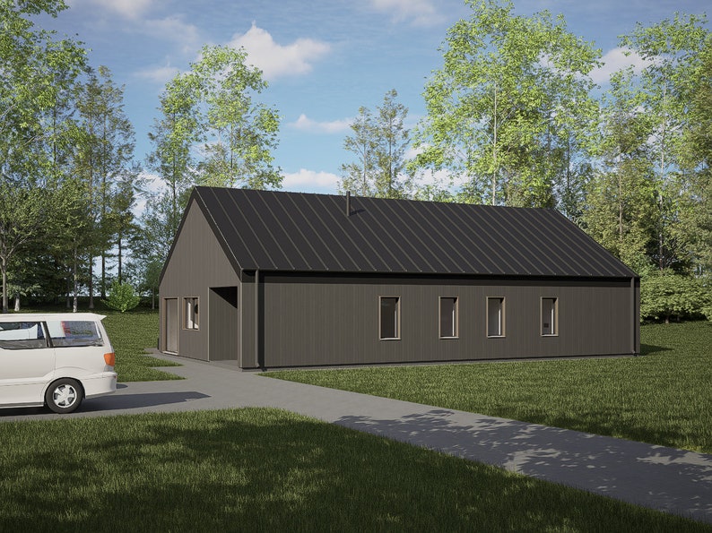 Barn House Plan, Modern 3 Bedroom House, Floor Plan Blueprint - Etsy ...