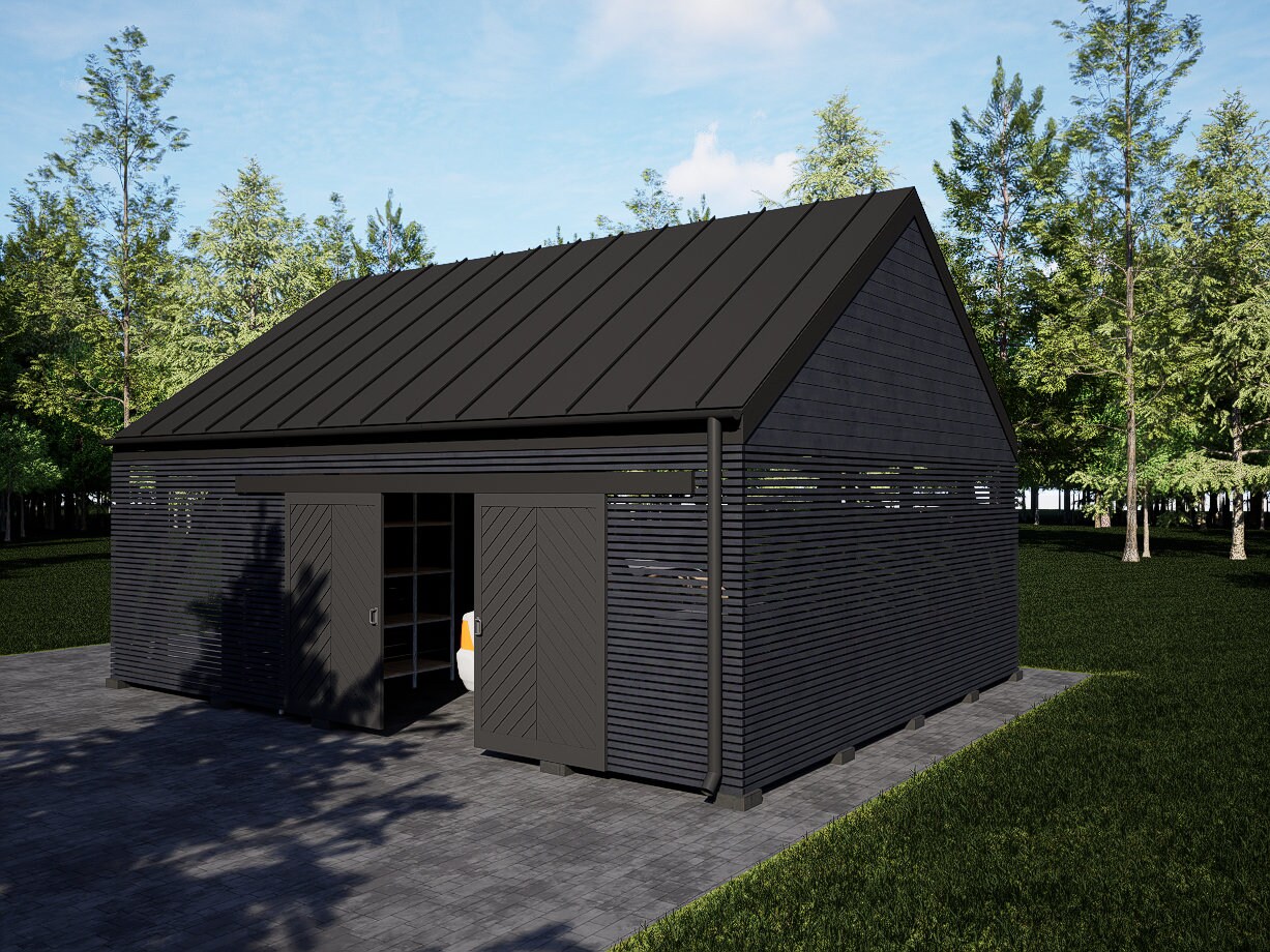 Modern Garage Plan, Shed Drawings Detailed, Storage Garden Farmhouse ...
