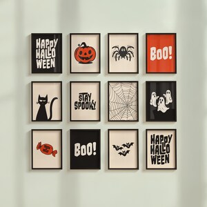 10 kusliga Halloween-konsttryck: Spöken, pumpor, spindlar (digital nedladdning)