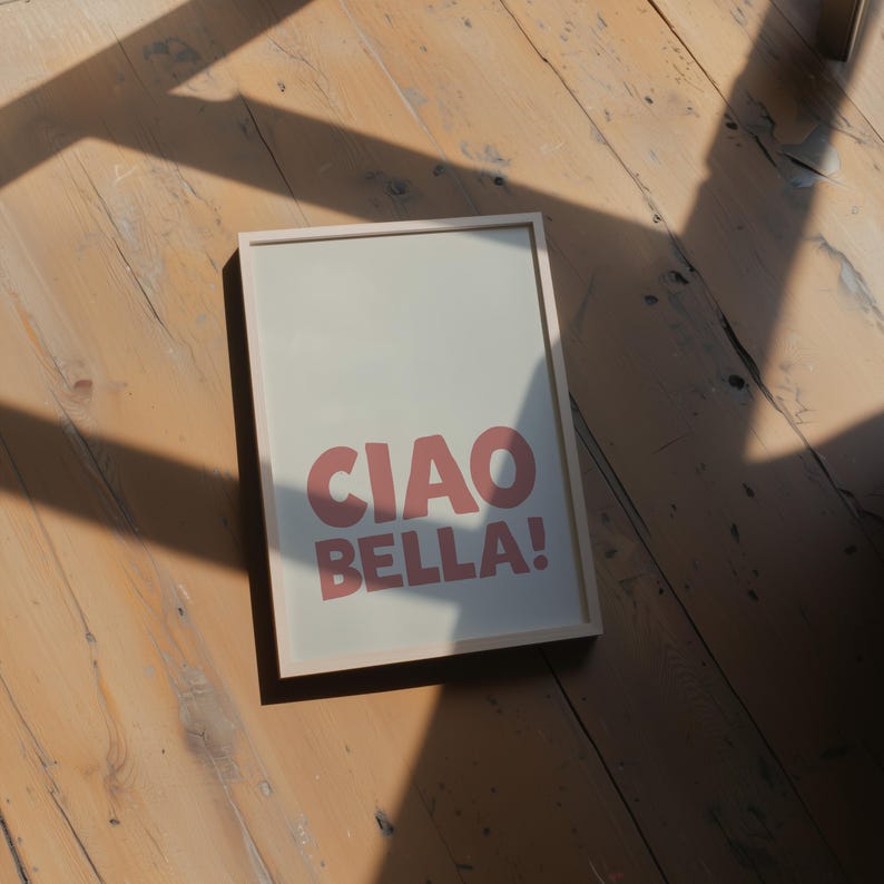 Girly Ciao Bella Art Print in pastel pink