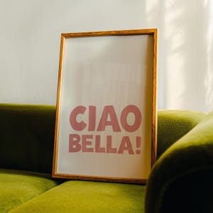 Girly Ciao Bella Art Print in pastel pink
