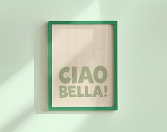 Mint Green Ciao Bella Print: Retro Italian Wall Art (Digital Download)