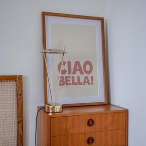 Girly Ciao Bella Art Print in pastel pink