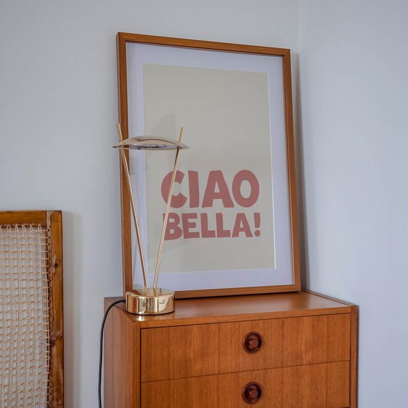 Girly Ciao Bella Art Print in pastel pink