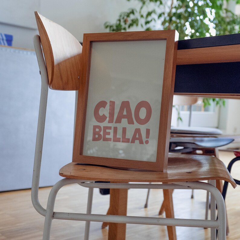 Girly Ciao Bella Art Print in pastel pink