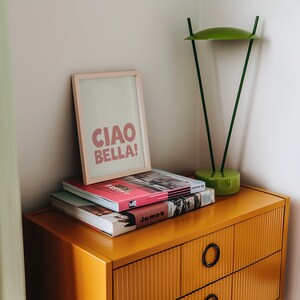 Girly Ciao Bella Art Print in pastel pink