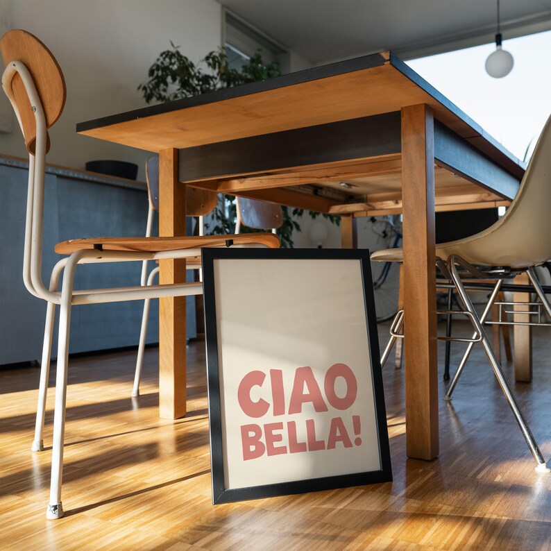Girly Ciao Bella Art Print in pastel pink