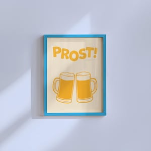 Retro Prost Beer Mug Print: Vintage Bar Decor (Digital Download)