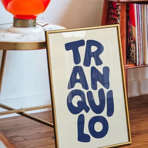 Póster azul tranquilo, impresión, arte de pared inspirador, calma, moderno, pacífico, minimalista, decoración para el hogar y la oficina, serenidad, tranquilidad, arte moderno para dormitorio