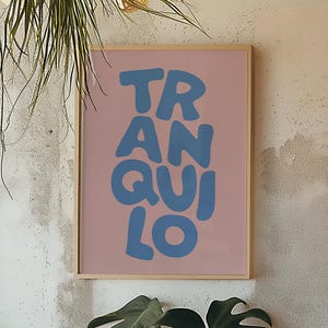 Rosa Blu Tranquilo Stampa Calma Ispiratrice Arte Murale Minimalista Boho Decor Serenità Tranquillità Calma Mentalità Poster Scarica Bali Vibes