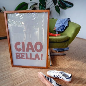 Girly Ciao Bella Art Print in pastel pink
