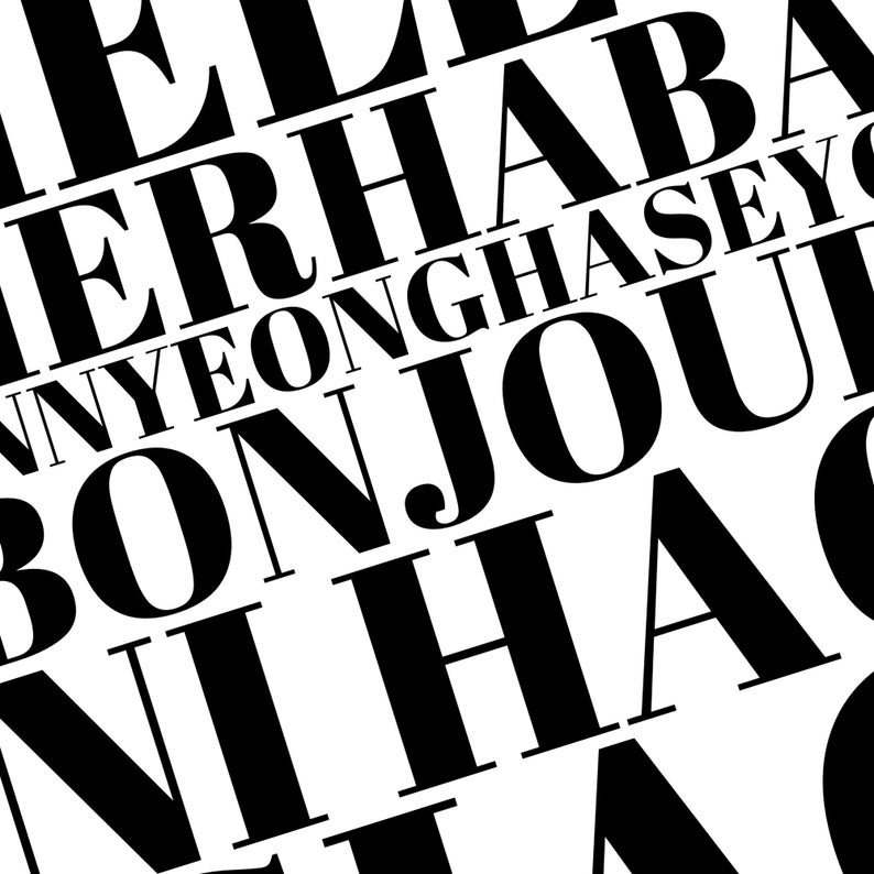 Hello in Different Languages Digital Printable Wall Art Printable