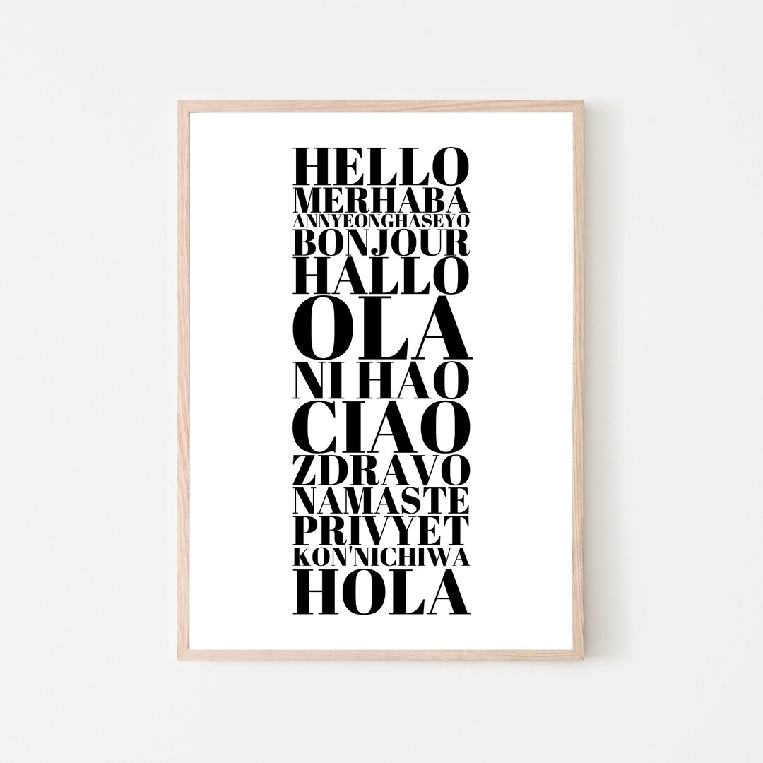 Hello in Different Languages Digital Printable Wall Art Printable ...
