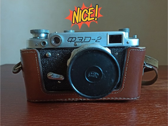 Vintage FED 2 Soviet Rangefinder Film Camera, Industar-26m Lens, Leather Case
