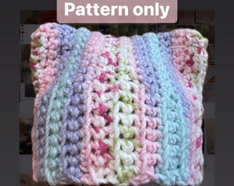 Patrón PDF de gorro de crochet grueso con orejas de gato