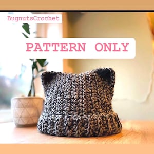 Gorro de orejas de gato fácil de tejer (patrón PDF)