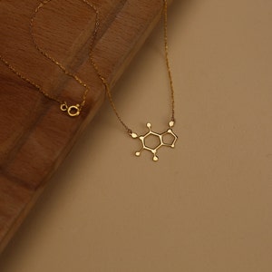 Caffeine Molecule Necklace, Molecule Necklace | Gold Caffeine Molecule, Science Necklace | Caffeine Molecule Jewelry, Molecule Pendant