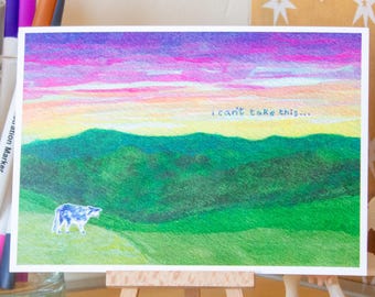 Can't Take This Cow Painting: High Quality Print