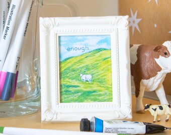 Enough Sheep Painting: High Quality Framed Mini Print