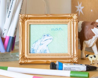 Man Frog Painting: High Quality Framed Mini Print