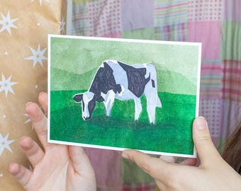 Geometric Cow Painting: High Quality Print