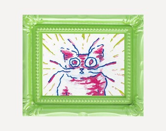 Lucid Cat Painting: High Quality Framed Mini Print