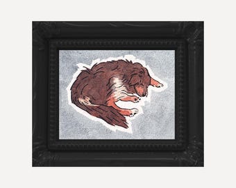 Laying Dog Painting: High Quality Framed Mini Print