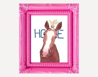 Hoe Horse Painting: High Quality Framed Mini Print