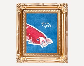 Glub Glub Koi Fish Painting: High Quality Framed Mini Print