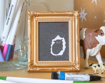 Help Black Cat Painting: High Quality Framed Mini Print