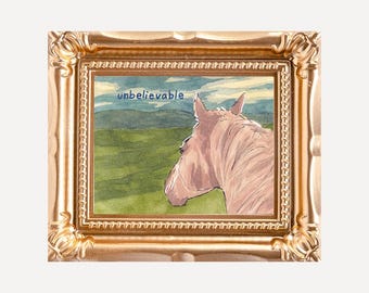 Unbelievable Horse Watercolor: High Quality Framed Mini Print