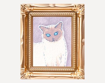 Siamese Cat Painting: High Quality Framed Mini Print