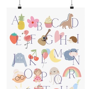 Póster ABC Póster de aprendizaje Letras Póster de aprendizaje An. x Al. 40 x 50 cm Niñas Niñas