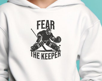 Chandail à capuchon personnalisé pour enfant de gardien de but de hockey : chandail Fear The Keeper