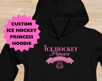 Chica hockey regalo sudadera con capucha de hockey sobre hielo hockey princesa sudadera con capucha personalizada hockey chica sudadera con capucha regalo para chica jugador de hockey patinaje sobre hielo sudadera con capucha