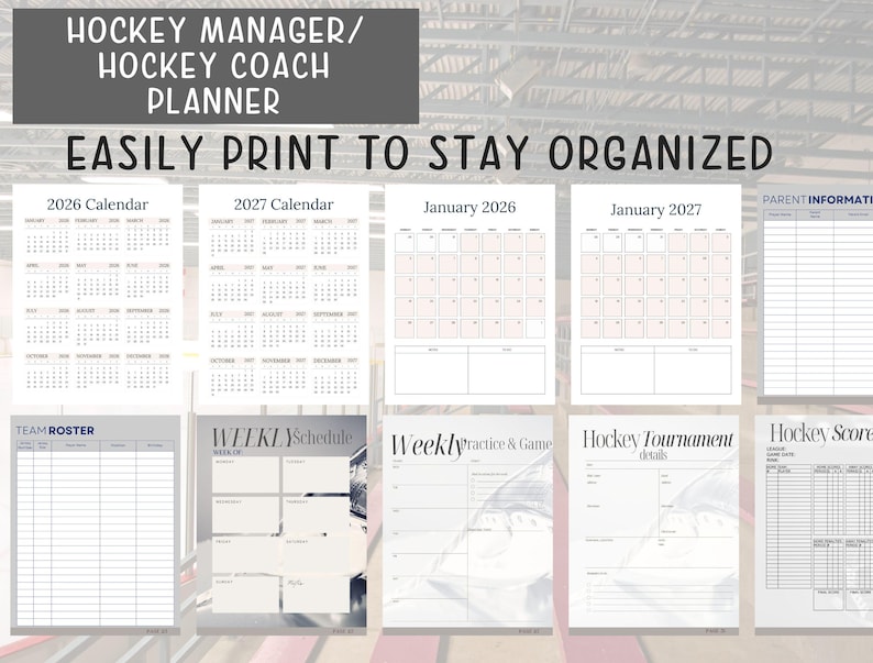 Hockey Manager & Coach Planner: Team Organization, 2026 - 2027 Planner (PDF Download) image 4