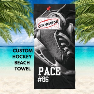 Custom Beach Towel with Name Personalized Girls Beach Towel for Men Boys Hockey Monogrammed Pool Towel for Kid Custom Hockey Gift Boyfriend