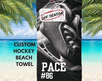 Personalized Hockey Beach Towel: Custom Name & Number Gift