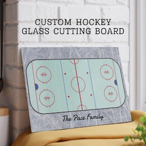 Custom Glass Cutting Board Hockey Families Personalized Hockey Mom Dad Gift Kitchen Decor Engraved Housewarming Present Unique Home Decor