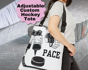 Custom Hockey Mom Tote Bag: Personalized Sports Canvas Tote