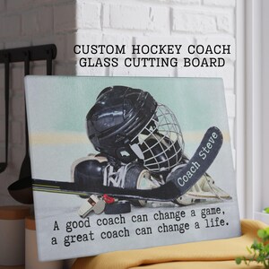 Danke Trainer Geschenk, kundenspezifisches Glas Schneidebrett für Hockey-Trainer, personalisiertes Trainer Geschenk, Hockey-Team Geschenk, Trainer Geschenkidee, danke Trainer