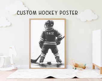 Personalized Hockey Kid Art Print: Custom Jersey Poster