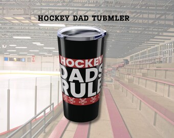 Personalized Hockey Dad Tumbler: Stainless Steel Coffee Cup Gift