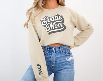 Personalized Hockey Mom Goalie Sweatshirt: Custom Name & Number