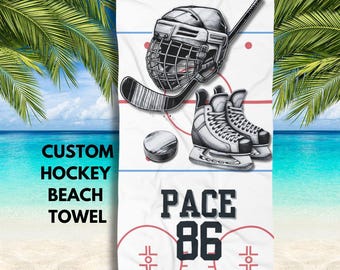 Custom Hockey Beach Towel: Personalized Sports Fan Gift