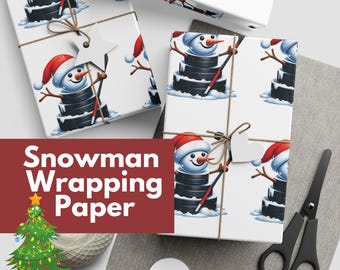 Schneemann Hockey Geschenkpapier, Weihnachtsgeschenkverpackung
