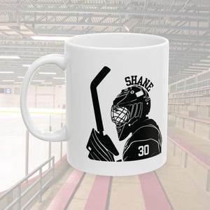 Custom Hockey Goalie Mug - Personalized with Name and Number - Unique Gift for Hockey Players, Fans, & Coaches - Coffee or Tea Mug