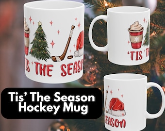 Holiday Hockey Coffee Mug, Festive Winter Sports Cup