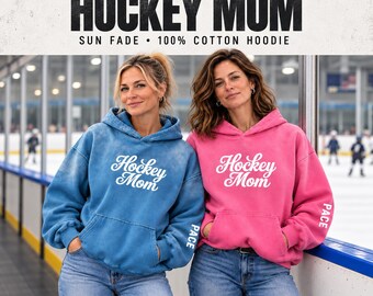 Custom Hockey Mom Sunfade Oversized Hoodie: Hockey Streetwear 100% Cotton